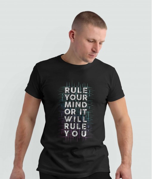 Мъжка тениска с щампа Текст и надписи Rule your mind